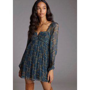 Let Me Be Babydoll Teal Feminine Sweetheart Neckline Mini Dress Size XL